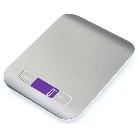 Balance de cuisine électronique 5 kg/1 g Balance numérique en acier inoxydable avec écran LCD et fonction tare, balance avec 4 unités de mesure, pesée des aliments pour la cuisson, la pâtisser (1/4)
