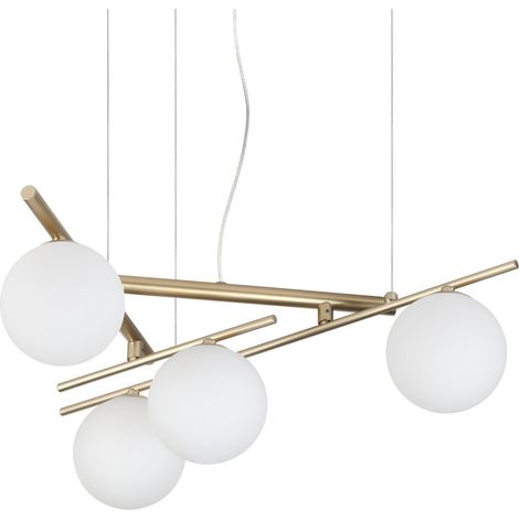 Ideal Lux Lampadario moderno Atlas 4 luci G9 oro metallo vetro