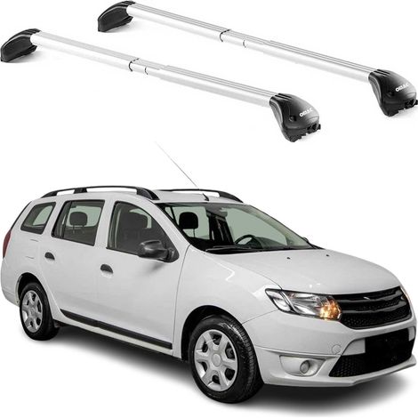 OMAC Barres de toit transversales certifiées TÜV pour Dacia Logan MCV 2012-2021 5 Portes – Verrouillables (4 antivols) – Charge max 100 kg – Sangle inox + protection caoutchouc Argent (1/4)
