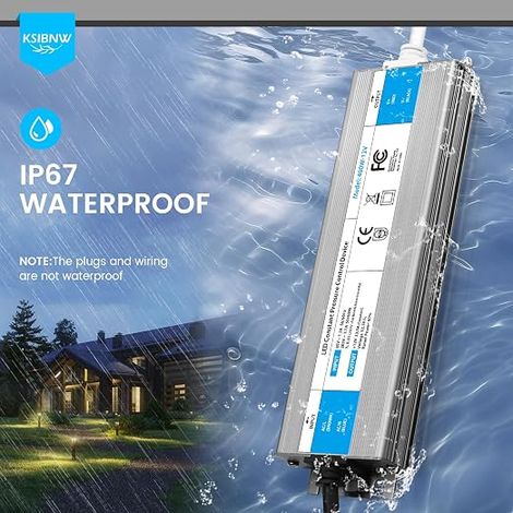Transformer 220V 12V 60W LED Driver Waterproof IP67, Outdoor Transfo with Socket 220V AC to 12V 5A Converter Waterproof Ultra Slim Power Supply Low Voltage Constant Adapter (1/4)