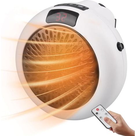 Mini-Tragheizkörper, 900 W, Keramik, mit einstellbarem Thermostat und Fernbedienung (weiß) (1/4)