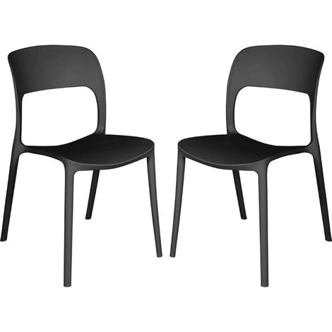Set 2 Sedie Impilabili in polipropilene 83x56x46 cm Colore Nero Design Moderno (1/5)