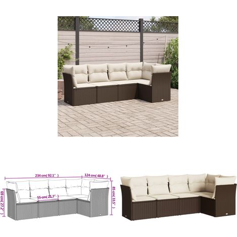 5-tlg. Garten-Sofagarnitur mit Kissen Braun Poly Rattan - Gartensorgaunität - Outdoor Möbel - Lounge Set - Rattan Sofa - Gartenlounge - Home & Living (1/3)
