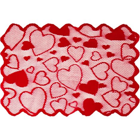 Guirlande En Dentelle Rouge - Nappe De Table Rectangulaire - Pour Décoration De Saint-Valentin Mariage Fête - 30 X 180 Cm - 1 Pièce (1/4)