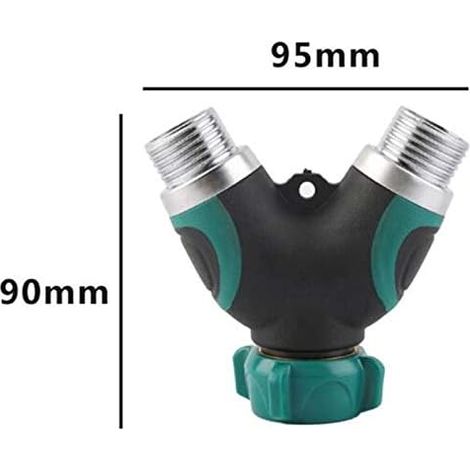 Tuyau d'arrosage à 2 voies, distributeur d'eau pour robinets filetés 3/4", distributeur à 2 voies pour le raccordement simultané de deux appareils, deux sorties réglables (1/5)