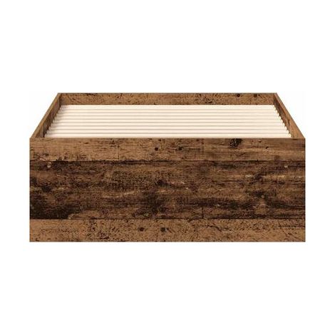 Cadre de lit sans matelas, style vieilli, 90 × 200 cm, bois stratifié, meuble de chambre, design contemporain, montage facile (1/5)