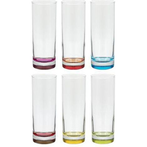 Lot de 6 verres à eau 31cl en verre – Multicolore avec 1 verre fuchsia, 1 rouge, 1 turquoise, 1 vert, 1 jaune, 1 orange – Forme ronde – Secret De Gourmet (1/5)