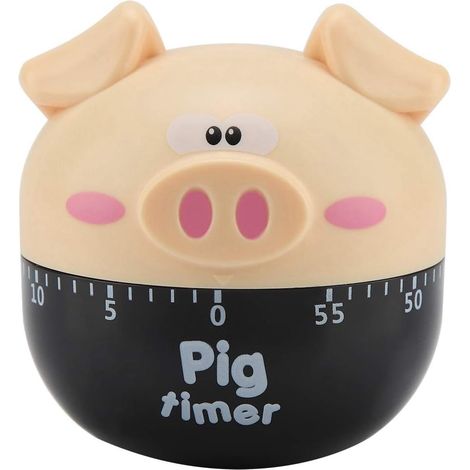 Cartoon Pig Mechanical Timers - Cute Timer Counters for Cooking Timing Tool (Color: Khaki) (1/5)