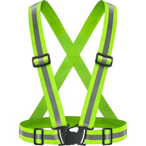 Gilet de Sécurité vélo, évidence Le Travail de Nuit réfléchissant, RéglableHarnais de Reflechissant Réglable Gilet Fluorescent Unisexe (1/5)