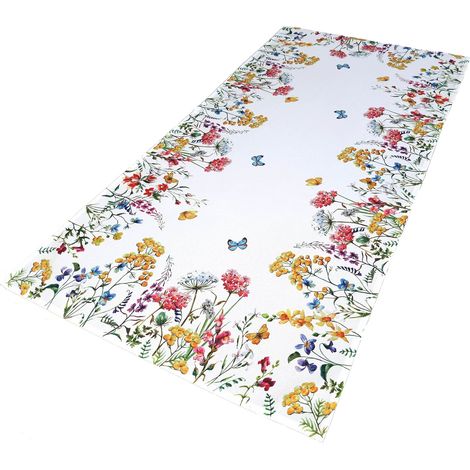 RUNNER DA TAVOLA Rettangolari Bianchi con Fiori Colorati 60x120 Tovagliolo Decorativo (1/5)