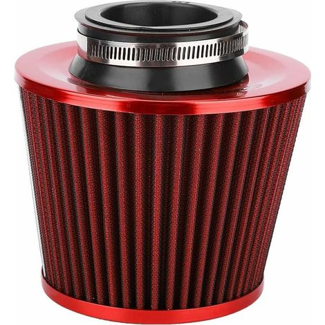 Ahlsen Auto-Luftfilter, 76 mm Universal-Luftfilter-Set aus Eisen mit hohem Durchfluss und Pilzkopf (rot) – (1/5)