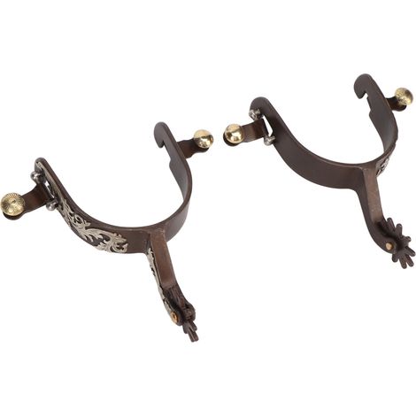 Éperons de Cowboy occidentaux, cheval en acier à faible teneur en carbone, Vintage, Bronze, avec engrenage rotatif, 2 pièces