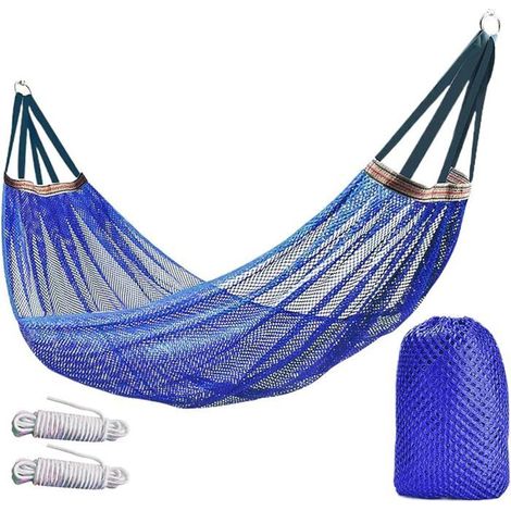 Amaca da campeggio XJYDNCG per esterni - 260 x 130 cm - Tessuto traspirante e leggero - Blu (1/5)