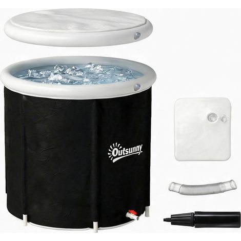 Baignoire de glace gonflable 280 L avec couvercle et pompe negro (1/5)