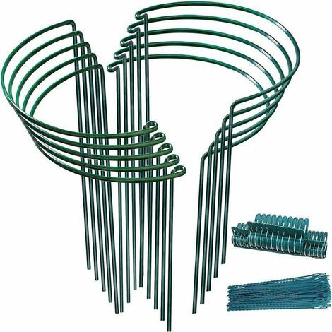 Tuteur pour végétaux 10x Tuteurs Pour Plantes, Piquets Verts Demi-Ronds Support Plantes Plante,Aidez Vos à Pousser Anneau de Plante Pieux Hortensias,Pivoines,Plantes Vivaces(25cmx40cm), 25x40cm-10 p (1/5)