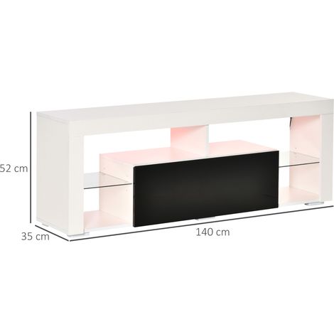 Mueble de TV para Televisiones de 55'' Mesa para TV de Salón con Luz LED 6 Modos de Colores 140x35x52 cm Blanco (1/5)