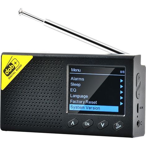 Radio numérique DAB et FM portable – Bluetooth 5.0 – Écran LCD multilingue – Rechargeable avec 8h d'autonomie – Système audio stéréo (1/5)