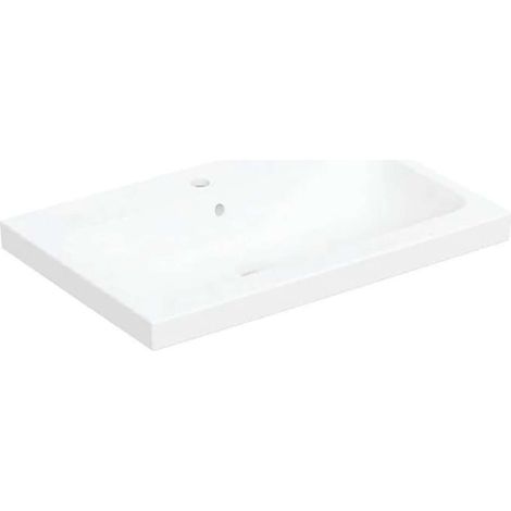 GE iCon Light Lavabo à poser 75x48cm avec trou de robinet, avec trop-plein, blanc mat (1/2)