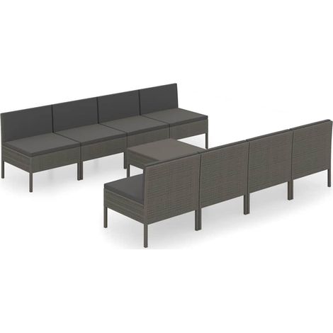 Maison Exclusive - 9-tlg. Garten-Lounge-Set mit Auflagen Poly Rat (1/5)