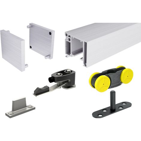 Kits complets SAF Slim pour porte bois - longueur 1,60 m - 10 à 20 kg - avec 1 amortisseur - finition anodisé brossé - MANTION