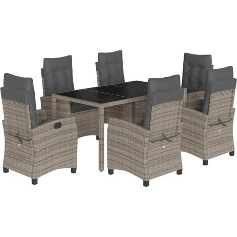 Maison Exclusive - Set comedor jardín 7 pzas y cojines ratán sint (1/5)