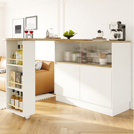 Mueble bar de MDF blanco 90 x 45 x 100 cm, giro 360° (1/5)