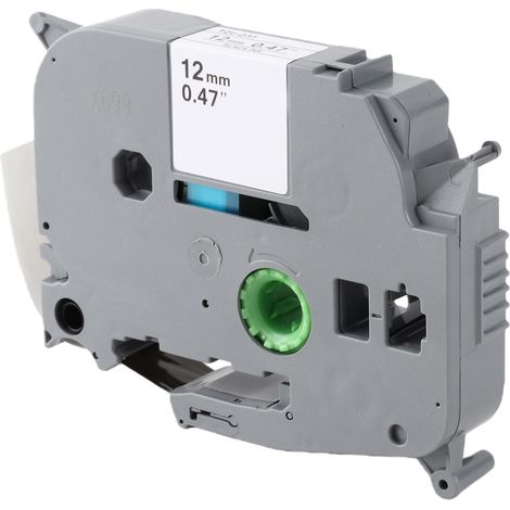 Lot de 5 rubans pour étiqueteuse, noir sur blanc, largeur 12 mm, longueur 8 m, étanches, compatibles avec les imprimantes P Touch et PT D210. (1/4)