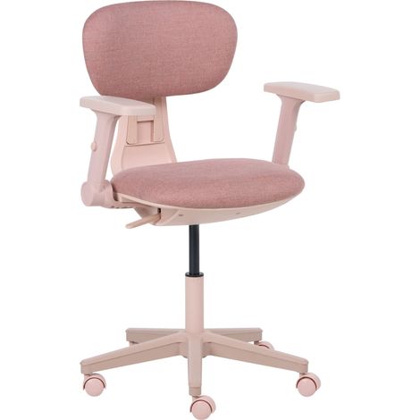 Office Chair Pink Fabric Adjustable Backrest Armrests Modern Design Home Office CORE (1/5)