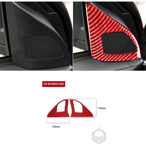 (Tweeters A) Compatible avec Mitsubishi Lancer EVO X MR 2008-2015 - Accessoires auto - Kit d'autocollants décoratifs intérieurs en fibre de carbone rouge pour porte de garage relevable (1/5)