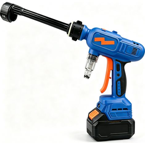 Pistolet nettoyeur pulsé Moteur à balais, coloris bleu noir et orange, modèle européen - 1 pack de batterie (1/5)