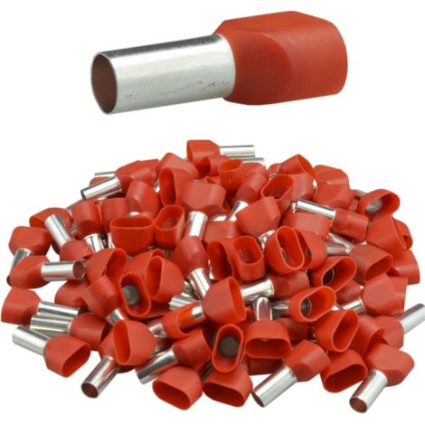 Terminale per cavo a doppia guaina, isolamento rosso, sezione 1mm2, lunghezza 10mm
