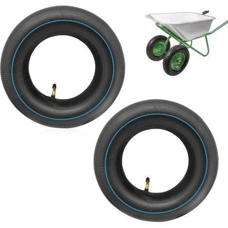 2 Pièces Chambre a Air 4.10/3.50-6, Chambre a Air pour Diable avec Valve Courbée Pneu Brouette Tubes Intérieurs de Remplacement Chambre à Air De Rechange pour Brouette, Diable, Chariot (1/5)