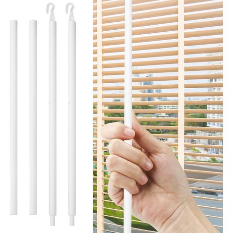Lot de 2 baguettes de rechange avec crochet, ouvre-store horizontal pour fenêtres, pièces aveugles, baguettes de rideaux blancs (60 cm) (1/4)