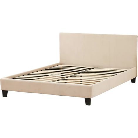 Lit 2 places MELBOURNE Velours BEIGE 160x200 cm avec sommier intégré (1/3)
