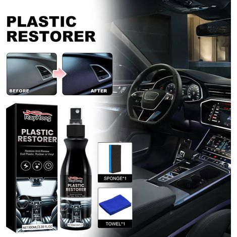 Agent De Rafraîchissement Plastique - Formule Hydratante Et Protectrice - Pour Intérieur Automobile - 3,4 oz - Kit Complet Avec Éponge Et Chiffon (1/5)