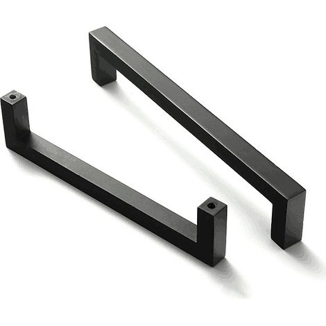 Poignées de meubles en aluminium noir - Lot de 10 (135 mm) pour portes, placards et salles de bains - Ensemble de poignées de porte pour meubles (1/4)