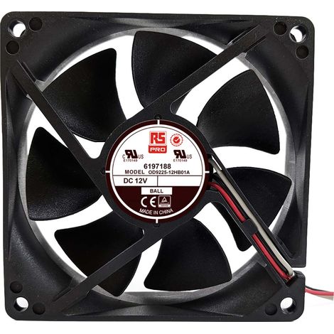 Ventilateur axial RS PRO 12 V dc, 90m³/h, 92.5 x 92.5 x 25mm, 3W ( Prix pour 1 )