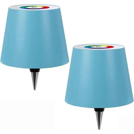 Lot de 2 lampes bouteilles sans fil, modes RGB et abat-jour à intensité variable (3 couleurs) bleu clair, idéales pour les fêtes, bars et restaurants. (1/4)