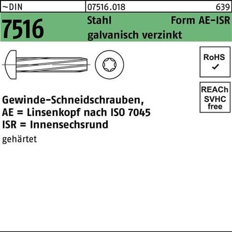 Vis autotaraudeuse DIN 7516 LIKO ISR AE M6x16-T30 acier galv. 500p.