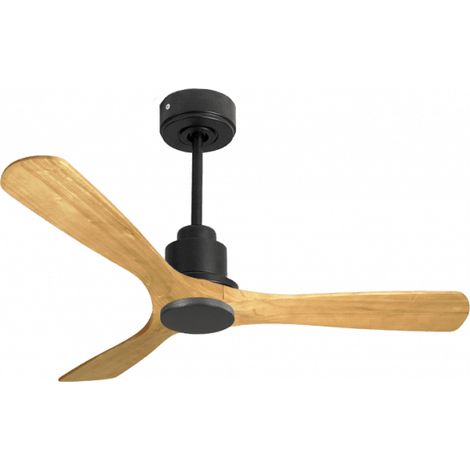 Tenerife de KlassFan - Super destratificateur et ventilateur DC 132 cm  Gris basalte pales bois  clair sans Lumière 25 à 35 m²