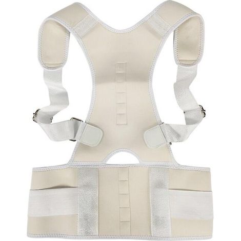 Ceinture correctrice de posture magnétique ajustable pour le dos, soutien lombaire et épaules, soulagement de la douleur - blanc (L) (1/5)