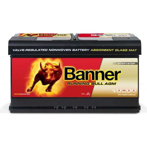 Batterie AGM 12V 92Ah 850A 59201 – Pour véhicules start-stop – Conception sans entretien – Longueur 353mm, Hauteur 190mm – Banner (1/4)