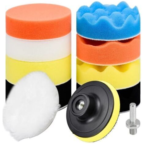 11 Pieces Polishing Sponges 80mm Pad Polishing Buffing Pad Sponge Polishing Kit with M10 Drill Adapter Wool Polishing Pad for Car Polishing Grinding Wax (1/5)