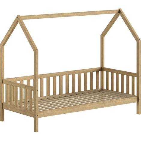 Lit cabane DALLAS 90x200 - Chêne massif naturel (1/3)
