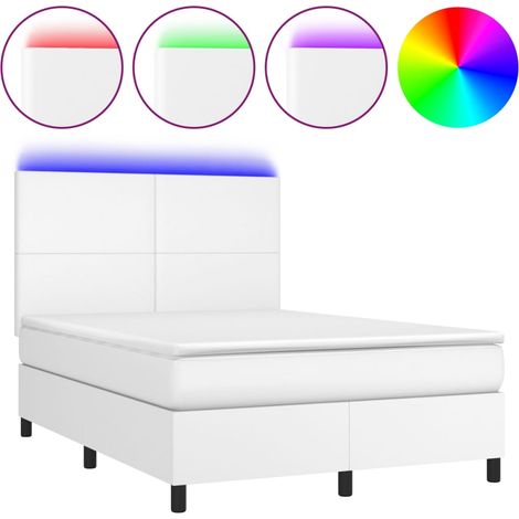 Maison Exclusive - Sommier à lattes de lit avec matelas et LED Blanc 140x190 cm (1/5)