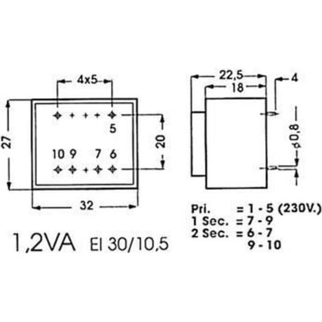 Transformateur - 230 V AC Vers 9 V AC - 1,2 VA - Pour Alimentation Électronique - 1 Pièce (1/2)