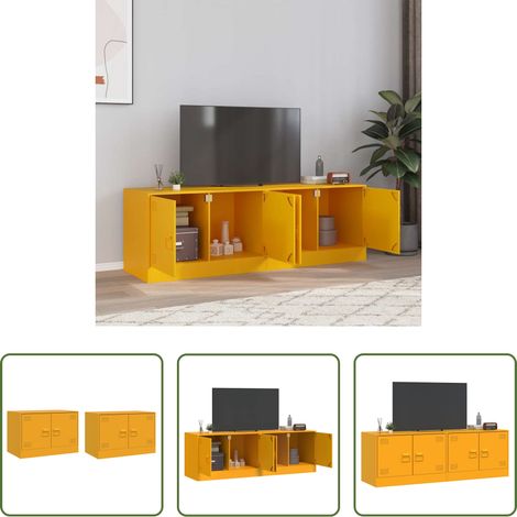 vidaXL Stahl - TV-Schränke 2 Stk. Senfgelb 67x39x44 cm Stahl (1/5)