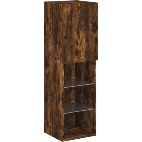 Mobile TV multimediale scaffale TV televisione buffet sala da pranzo soggiorno camera da letto con luci LED rovere affumicato 30,5 x 30 x 102 cm marrone 020026737