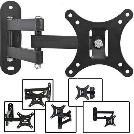 Bc-Elec – Support TV mural tournant 5734S26 – Pour écran LCD LED Plasma 10-26'' – Charge max 15kg – Inclinaison 180°