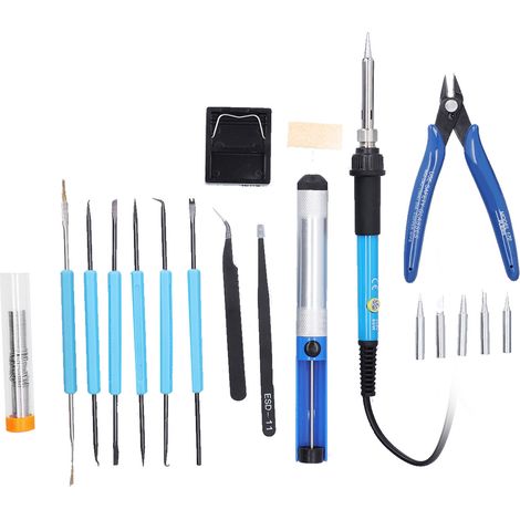 Kit de fer à souder avec fer à souder électrique et pointes de soudage pour les amateurs de bricolage. Prise UE 220 V. (1/5)